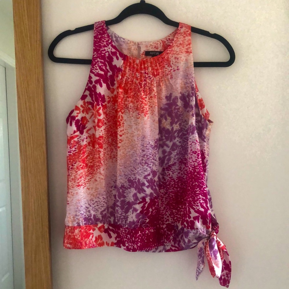 High neck button back blouse with bow detail